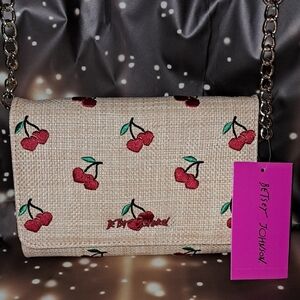 Betsey Johnson Cherry Delight Cream Crossbody Bag